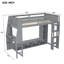Wood Gaming Loft Bed With Desk,Multi-Storage Shelves,LED And A Hanging Clothes Rack-112693380
