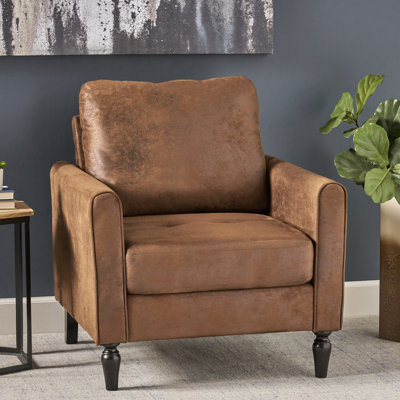 Fauteuil club confortable - profil bas, sièges, bords, coussins en microfibre brun, siège contemporain incurvé, structure noire,