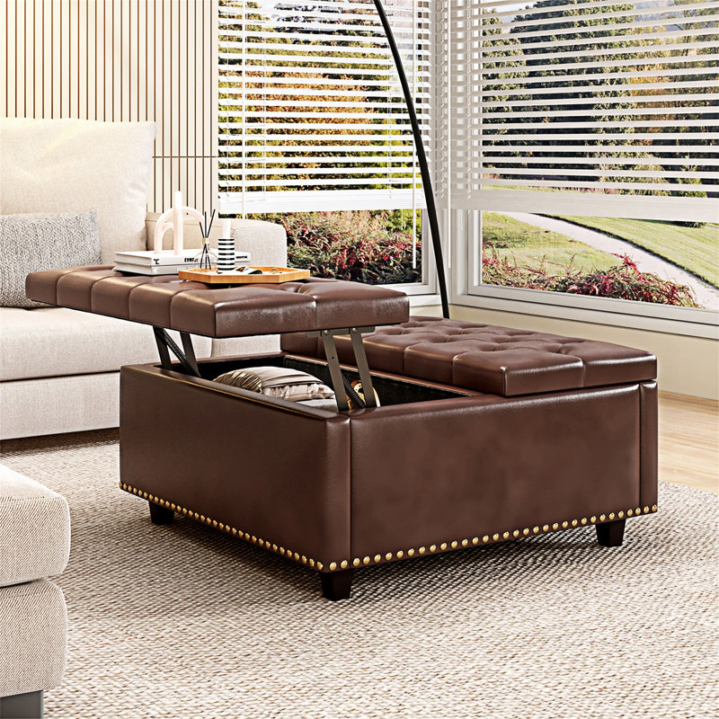 Banc de rangement en tissu, Brun