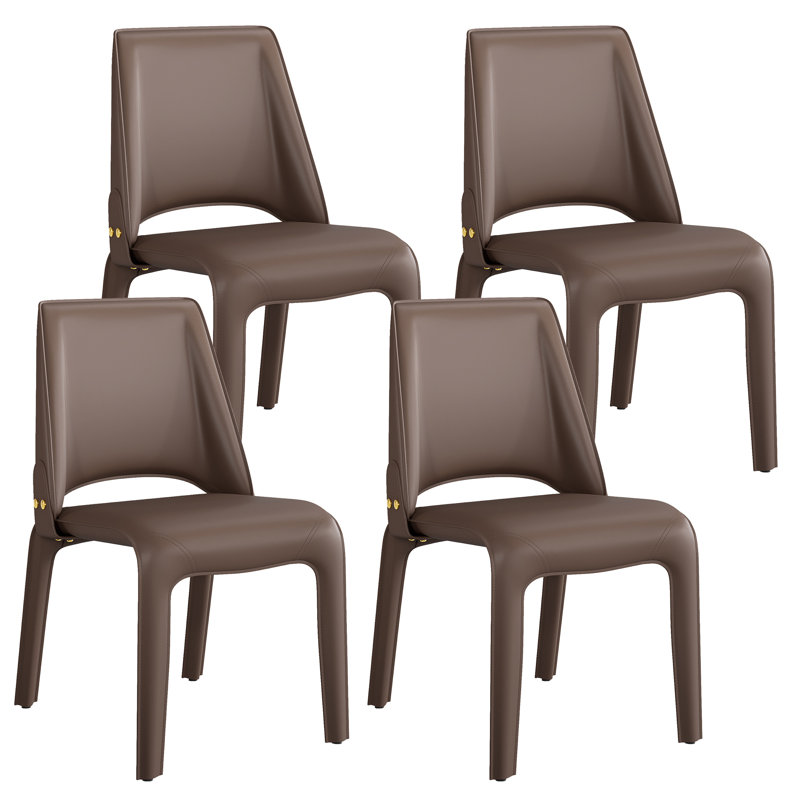 Vannes Vegan Leather Dining Chair, 4, Brown, No Assembly Needed