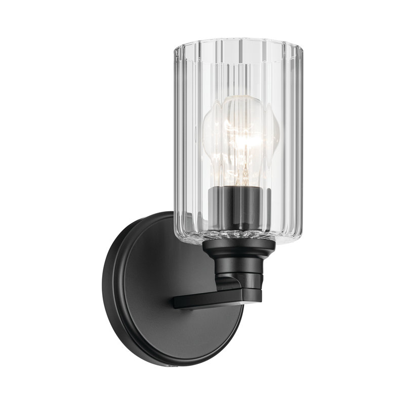 9.5" 1-Light Wall Sconce with Glass, Clear, Satin Black