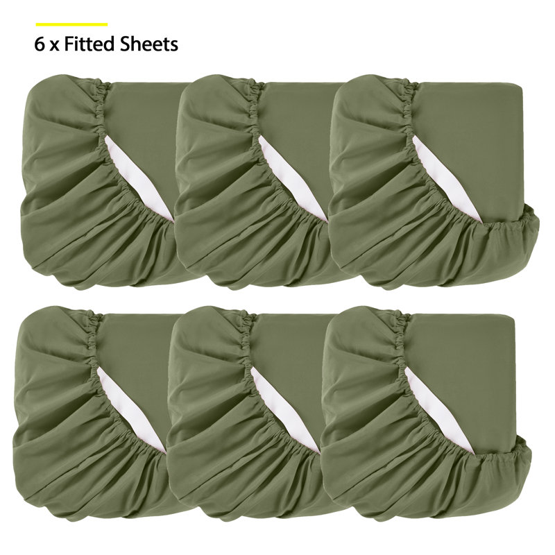 Draps-housses en microfibre brossée 6PK, Draps-housses pour lit simple, Sauge