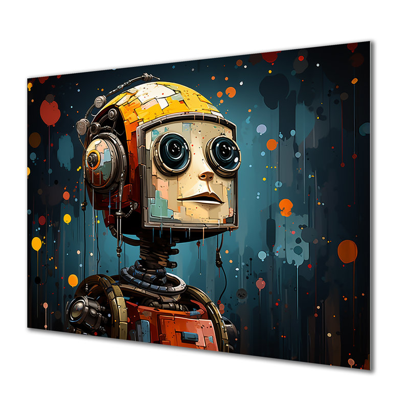 Popart Robot Fusion II - Pop Art, art mural en métal, H 12 po x l 20 po x P 1 po