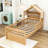 Dreamy House-Shaped Bed with Roof-Style Frame and Storage Shelf-1337628685-1337628684