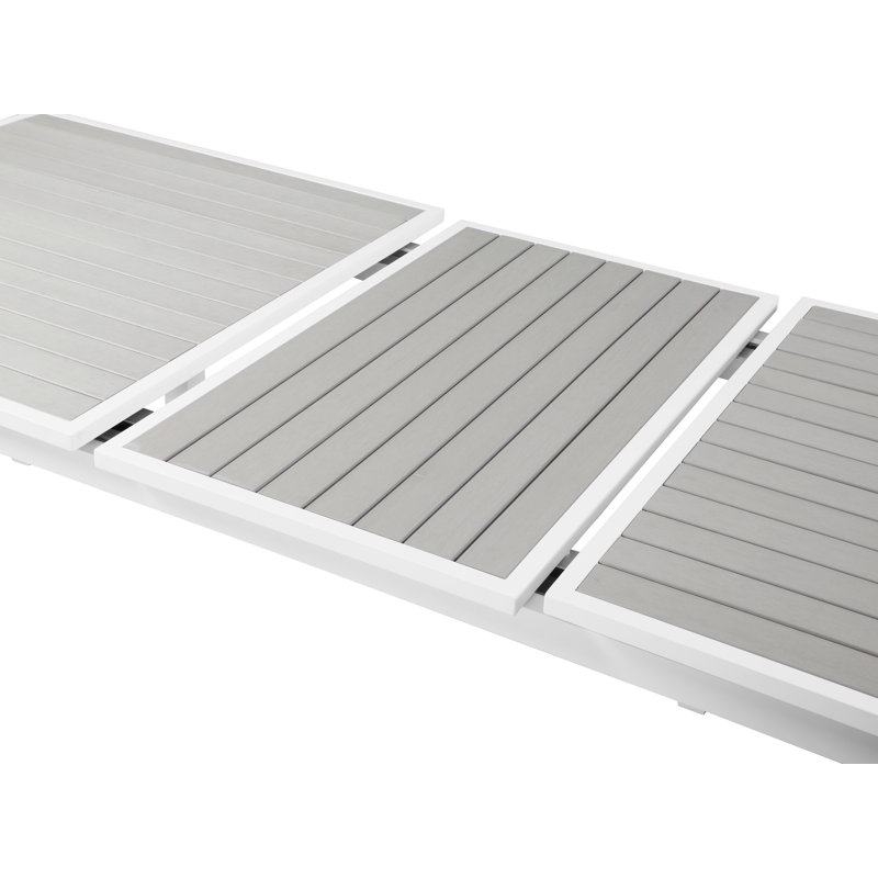 Noonan Extendable Rectangular Outdoor Dining Table, Light Gray/White