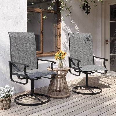 2-Piece Outdoor Swivel Patio Dining Chairs