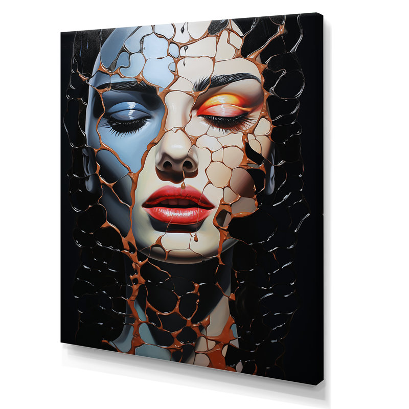 Volcans, roches sur femme, portrait I - mode femme, art mural, Toile tendue, H 44 po x l 34 po