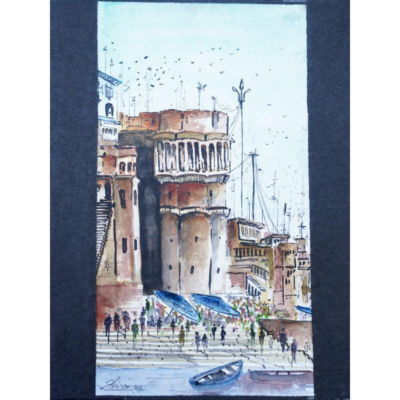 Assi Ghat - Banaras | Aquarelle de Shiva Pandey