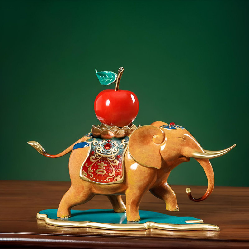 Statue d'éléphant en laiton - Décoration élégante fabriquée à la main pour la maison et le bureau