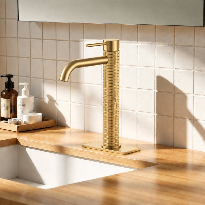 Single-Hole Single-Handle Bathroom Faucet, Brushed Gold