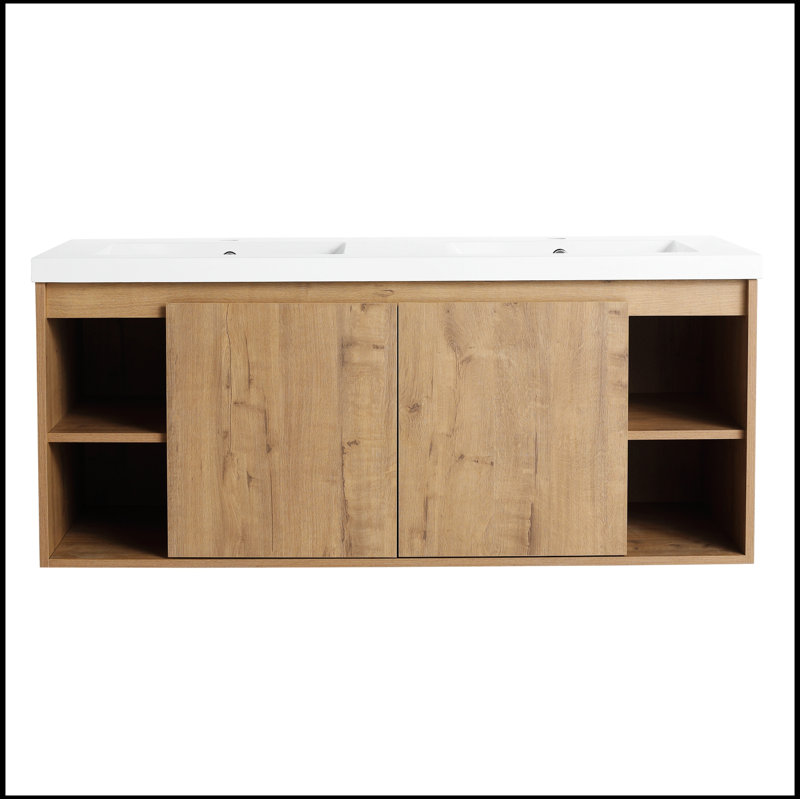 Allesha 47.6 " W Wall Mounted Wall Mounted 2 Double Vanity Bathroom Vanity With Top