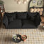 Canapé de 90,8 po de profondeur, noir, convertible en méridienne, revêtement en velours de luxe, rembourrage en mousse haute densité moderne avec siège, coussins multiples, méridienne pour le salon, chambre à coucher, noir-607540520