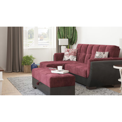 Microfibre bourgogne avec rangement -. Fonctionnel et d'espace. Clic-clac. 200 lb de poids. Option de revêtement de 50 po de profondeur x 20 po de largeur et de 19 po de hauteur. Microfibre de qualité. Capacité. P P H