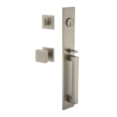 Viaggio Quadrato One-Piece Handleset With D Grip And Quadrato Rosette With Quadrato Knob