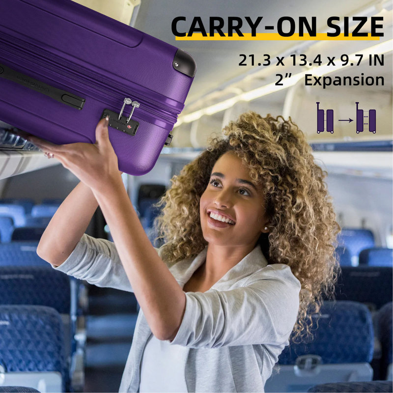 Ensemble de 6 valises avec sacs de voyage, valises rigides extensibles avec roulettes à verrou TSA
