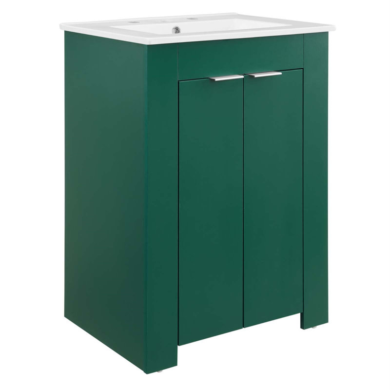 Maybelle 24" Bathroom Vanity by Modway, Green, White