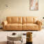 Causeuse coussin jaune en cuir véritable