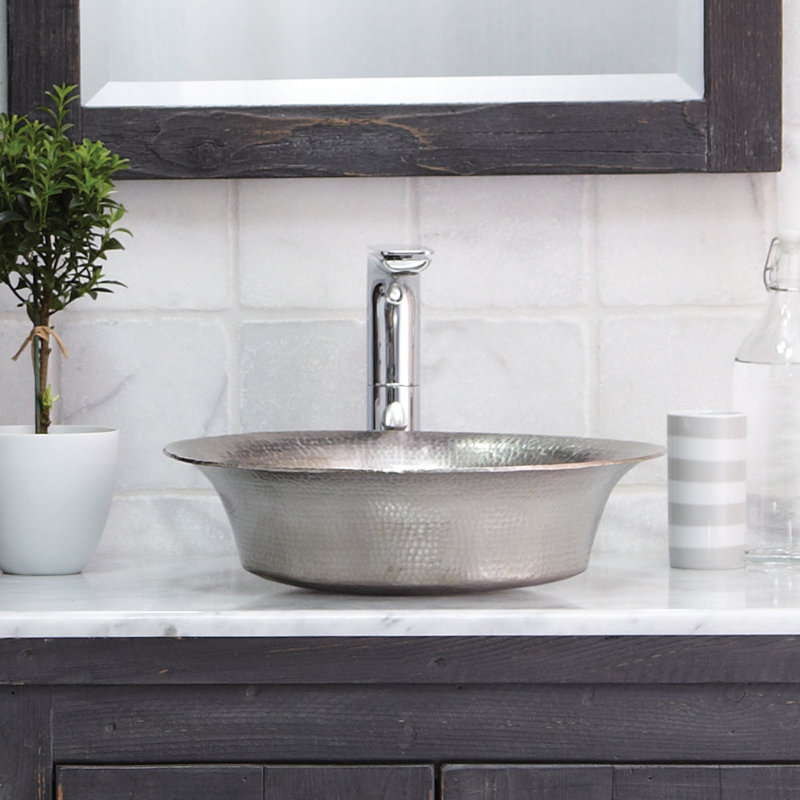 Lavabo de salle de bain vasque circulaire en nickel brossé Maestro