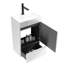Meuble-lavabo rayé blanc en velours avec lavabo en céramique, autoportant, pour une décoration de salle de bain moderne, tiroir à une porte, âme E1, finition douce, quincaillerie One Bathrooms, 1 & Construction, charnières