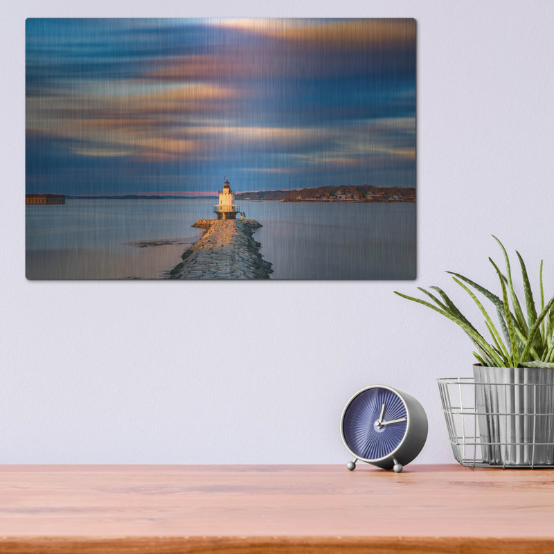 Mur en métal «Autumn Skies At Spring Point Ledge» par Rick Berk, H 12 po x l 16 po