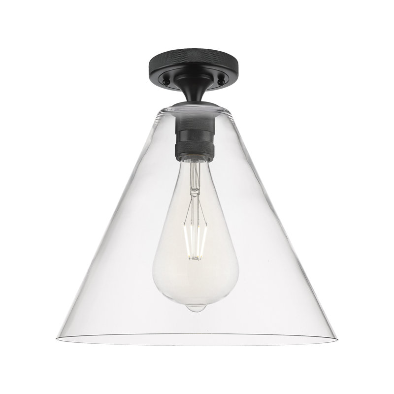 Saavedra - Plafonnier encastré 1 lumière Berkshire, Noir mat, H 9,63 po x l 12 po x P 12 po, Clair