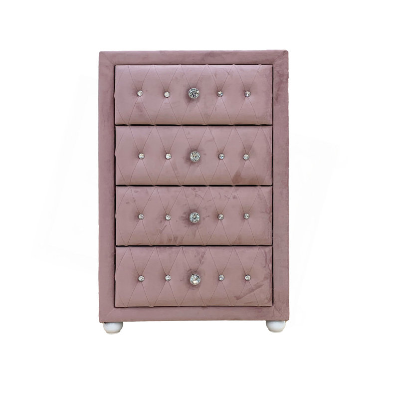 Commode rose en tissu