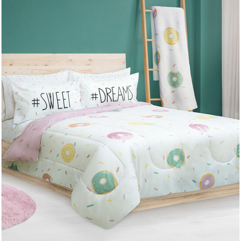Polyester Ring Stitch Geometric Shapes Comforter, Queen Comforter + 2 Shams
