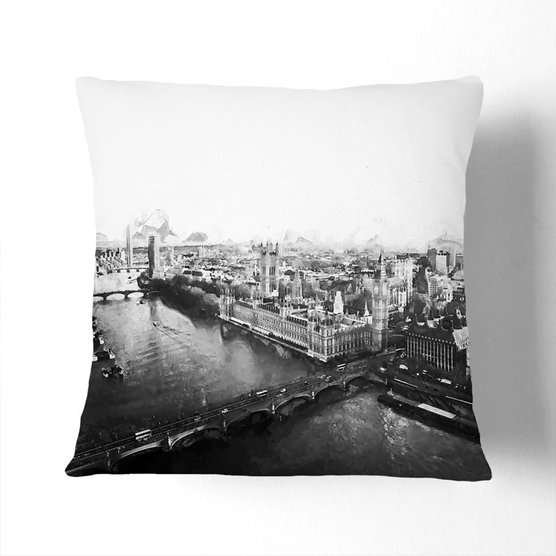 London City Skyline Cushion with Filling, 40cm H x 40cm W x 15cm D
