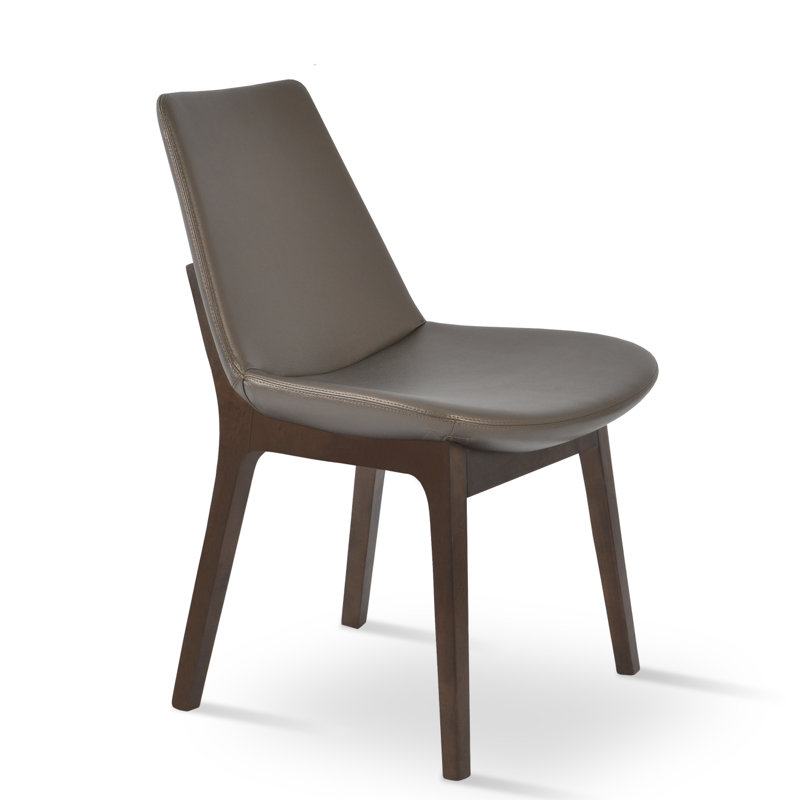Chaise d'appoint Eiffel, Cuirette gris pâle, Noyer