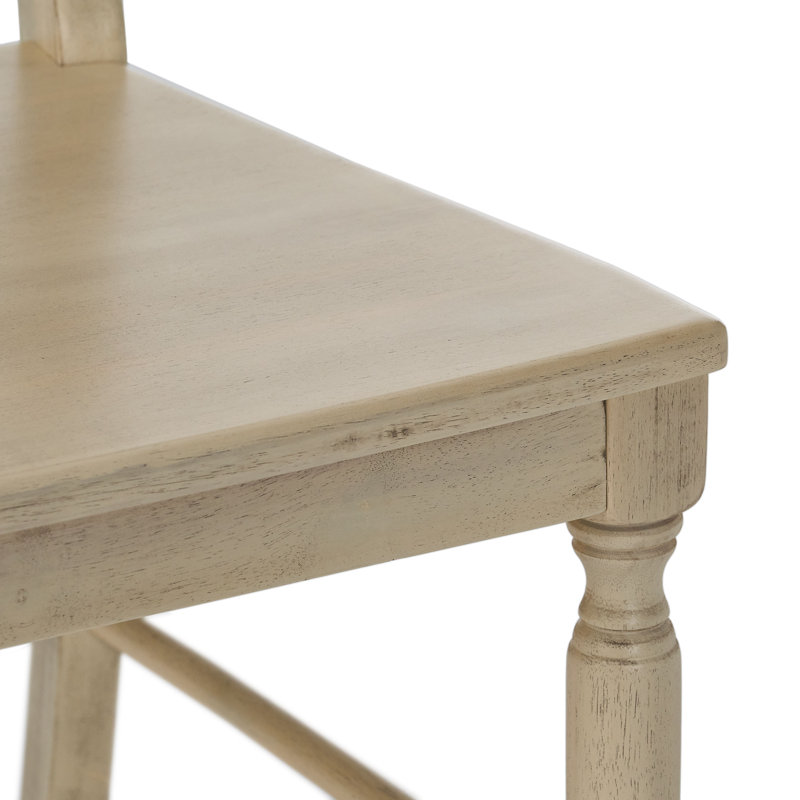 Chaise d'appoint en bois massif Liza, Blanc antique