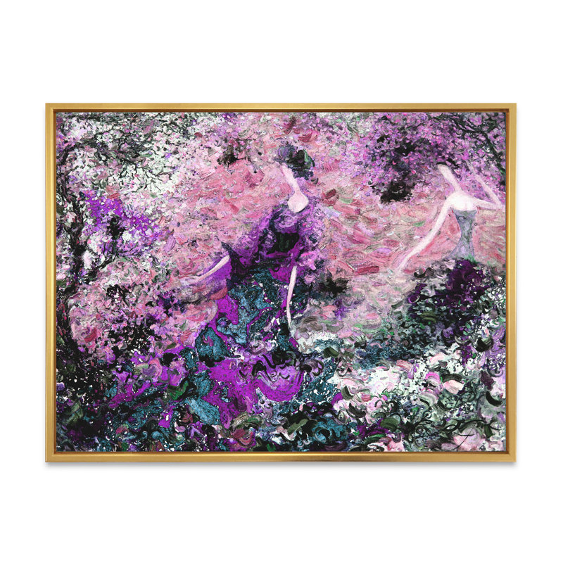 Marble Art Waves In Mauve II - reproduction de cadre flottant sur toile, H 16 po x l 32 po x P 1 po, Cadre flottant doré