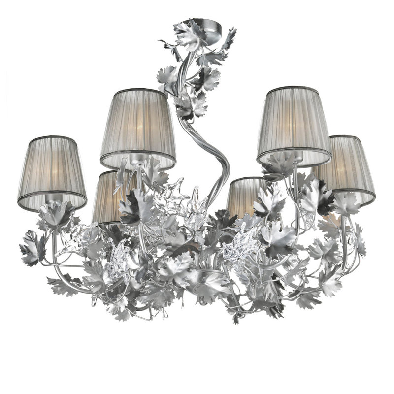 Lustre Feuilles de vigne IQ3572, 30 po de diamètre x 30 po de largeur x 22 po de h, Gris, Laiton satiné