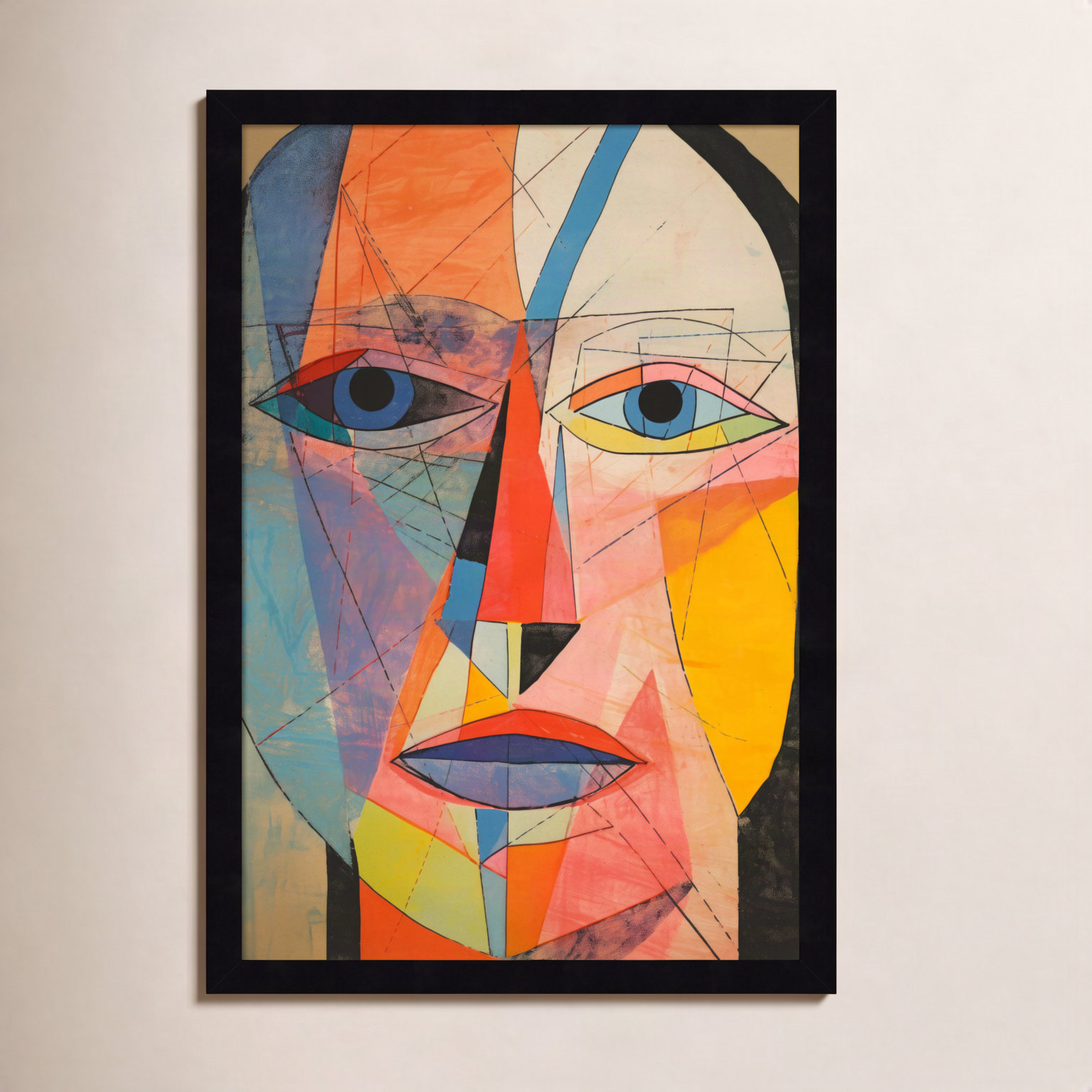 The Face Print by Treechild, 21" H x 15" W, Black