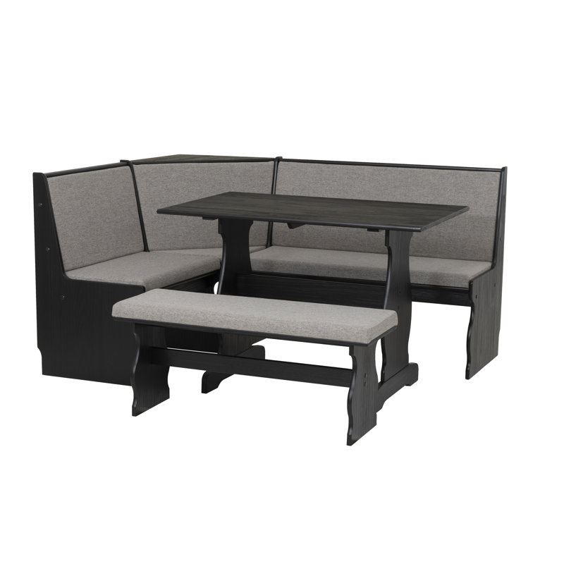 Bagwell Black Grey Upholstered Nook Set, Black/Gray