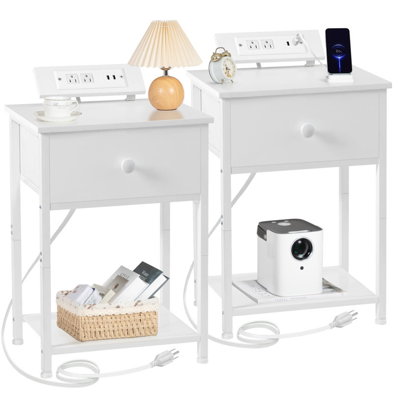 Ensemble de 2 tables de chevet, Blanc