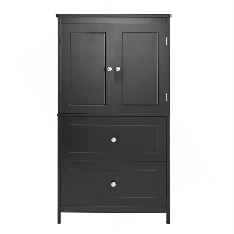 Versatile Bathroom Storage Cabinet With Adjustable Shelf And Ample Storage Space, Black