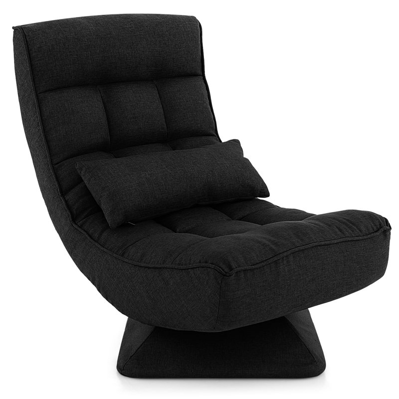 Ebern Designs Reclining Ergonomic Swiveling Floor Game Chair, Black