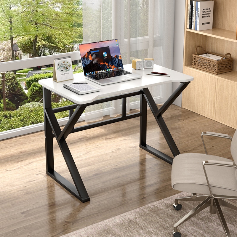 Metal Base Computer Desk, White