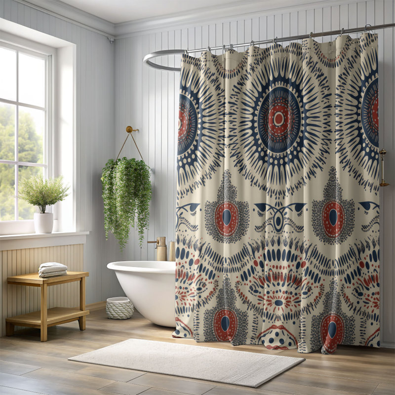 Rideau de douche Boho Suns - Premium, H 74 po x l 71 po