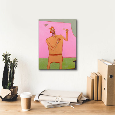 "Eping Graffiti" Fixing The Plane "par Bebe Keith, art mural sur toile, 12 po x 16 po