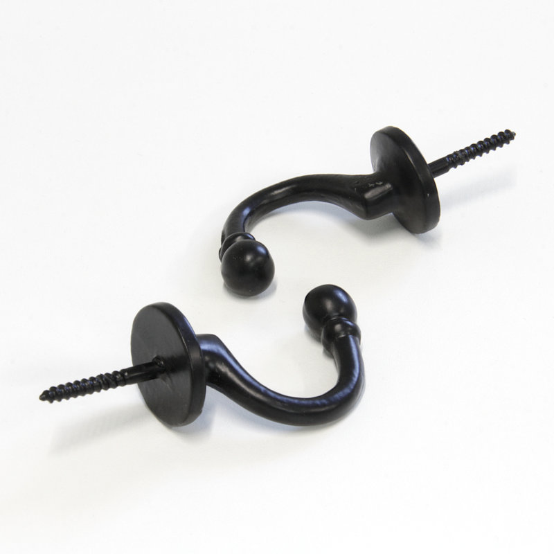 Black Iron Traditional Wall Hook with Rounded Knob