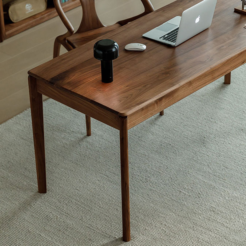 Bureau d'écriture simple et rétro en bois de noyer massif, H 29,92 po x l 78,74 po x P 27,55 po