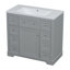 Meuble-lavabo de 91 cm avec lavabo intégré, 1 armoire et 6 tiroirs, gris