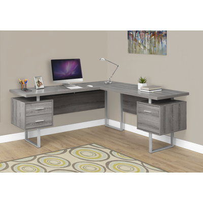 Bureau d'ordinateur, bureau personnel, coin, tiroirs de rangement, L 70 po, forme en L, travail, ordinateur portable, métal