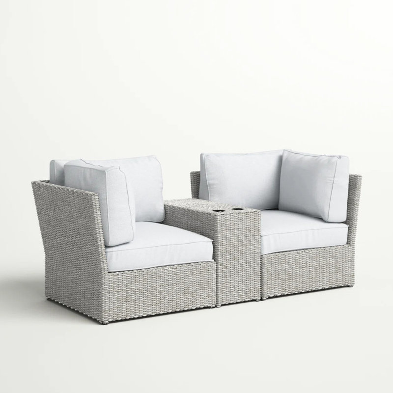 3 Patio For 2, Gray Cushions With Removable Covers, Aluminum Frame In , Ready To Use On Outdoor Space 2 Group, 6 Foam-Filled Cushions, Weather- No Assembly