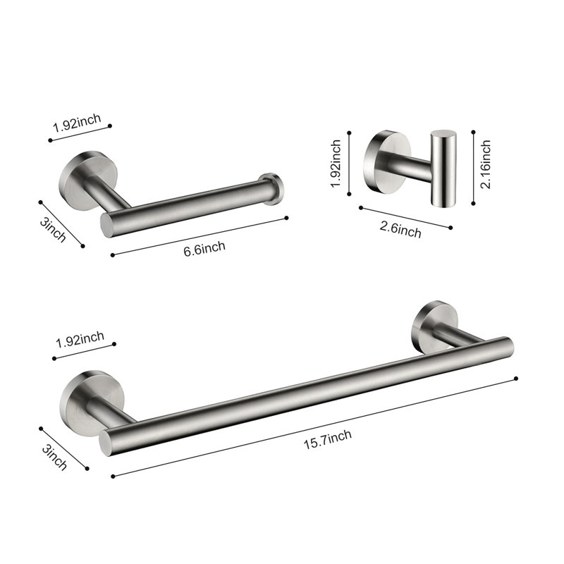 Brushed Nickel Bathroom 3 Hardware, Stainless Steel, Modern Decoration, Scratch-, Rust-, Easy To Install Way Hardware  3 , Design, Simple Installation Manner
