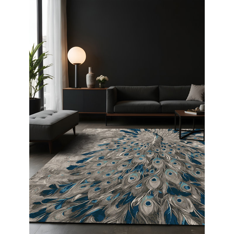 Tapis gris soyeux et moelleux, Carré 5 pi