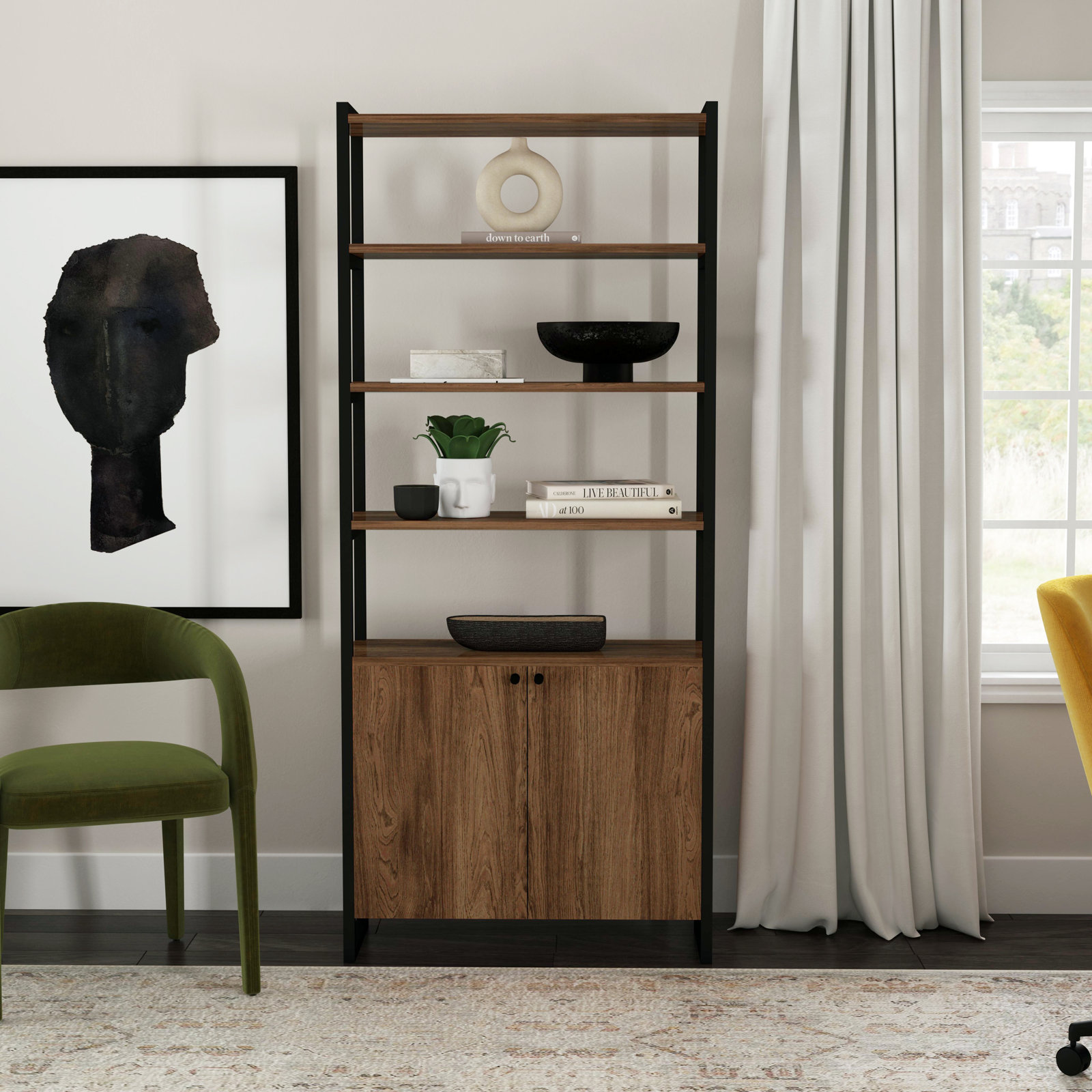 Redford Bookcase, (4 Shelves) 72" H x 32" W x 12" D
