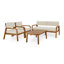 Ensemble de canapé d'extérieur 4 pièces avec coussins et table basse, teck