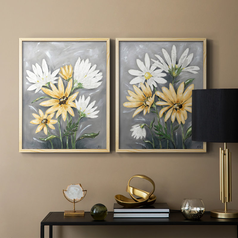 «Summer Daisies I», reproduction encadrée de qualité supérieure - prête à être accrochée - aucun clou requis - aucun clou requis